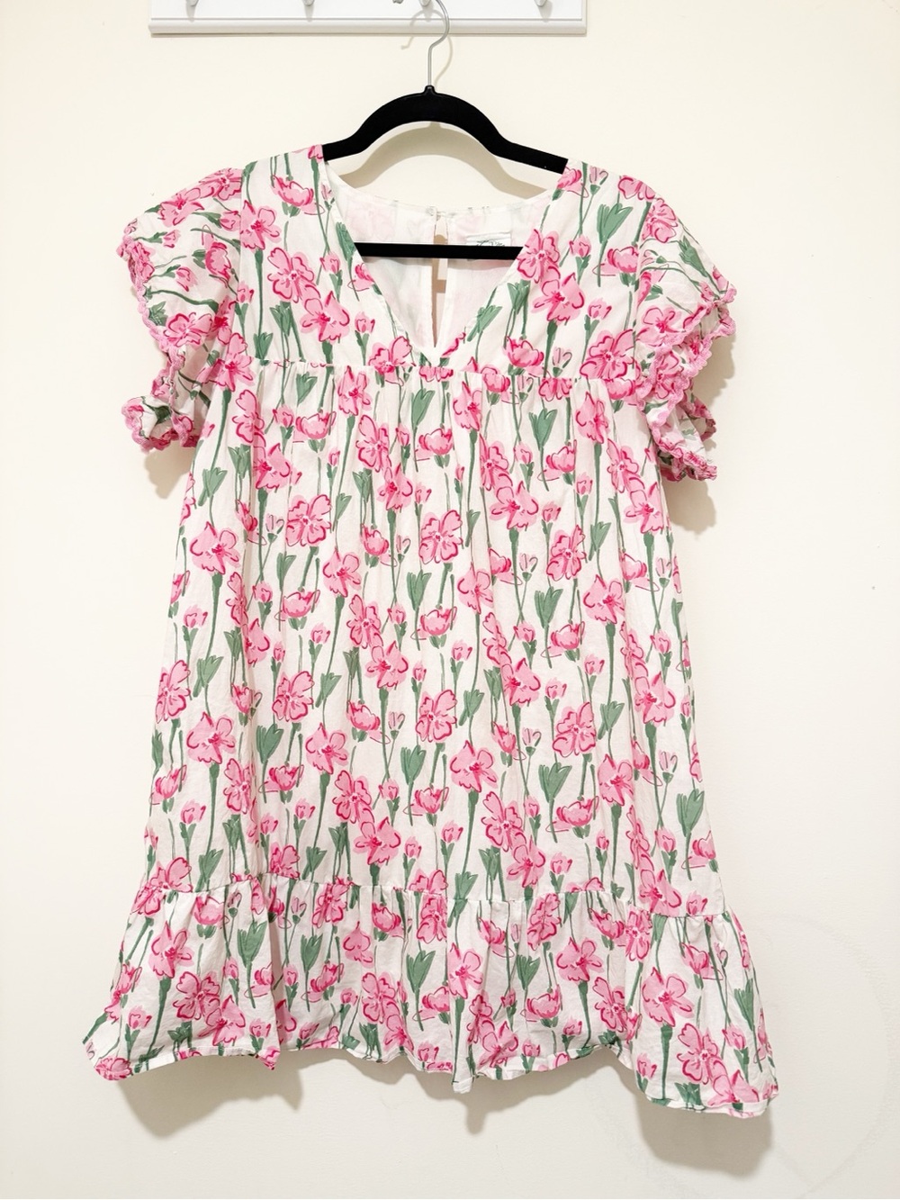 Pink Floral Ruffle Mini Dress for Women